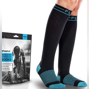 Powerlix Graduated Compression Socks Unisex S/M Black/Teal